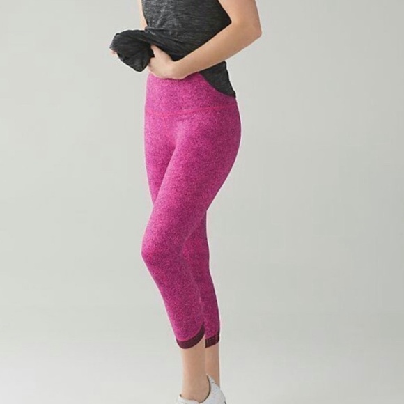Lululemon Womens 6 Transcend Pink Purple High Rise Cropped Running Leggings - Picture 1 of 8